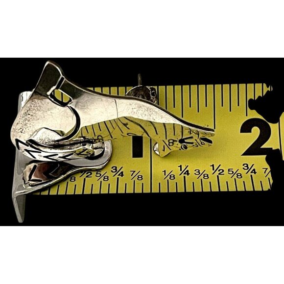 Howling Coyote 925 Sterling Silver Taxco Mexico Stud Post Earrings Wolf Vintage - Picture 6 of 7